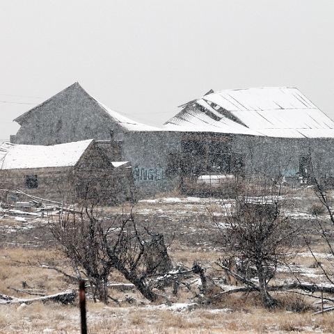 snowy barn